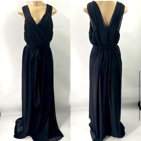 Ceremony by Joanna August Dresses & Skirts - Joanna August Ceremony Newbury Chiffon Wrap Dress Black Long gown bridesmaid 3x